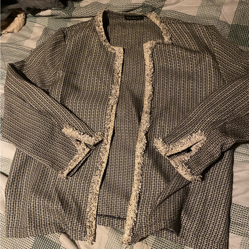Men's Black and White Tweed Jacket